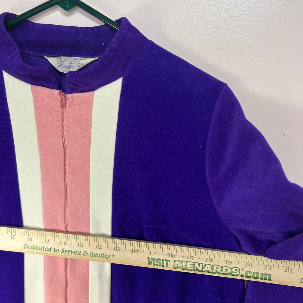 VTG Vanity Fair Mod Retro Zip Front Maxi Robe 14 Large Nightgown Loungewear - Picture 6 of 10